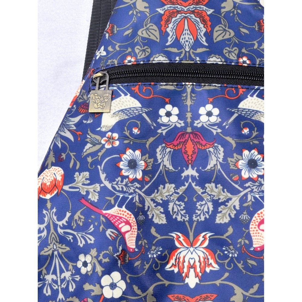 Butterfly Black Sling Backpack Women Blue Floral Bird William Morris Print Bag - Picture 6 of 8